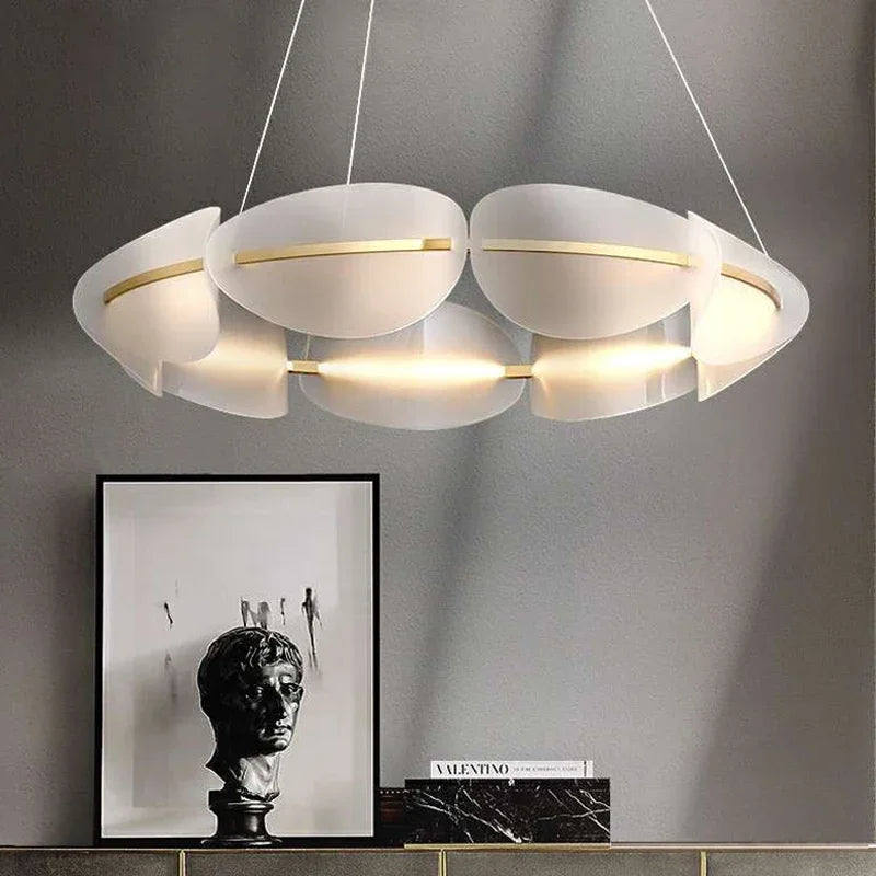 Lustres LED modernes Suspension en acrylique pour salon lustre en Bronze éclairage de chambre lampes suspendues Luminaire d'intérieur