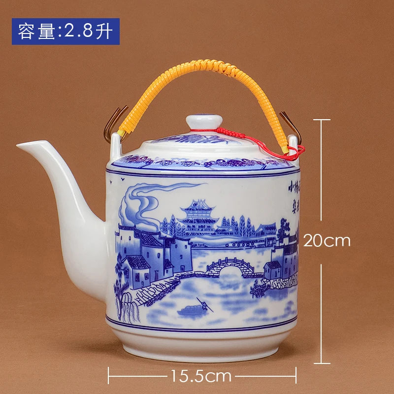 Théière céramique jingdezhen grande capacité style chinois traditionnel - vue 3 sur 7