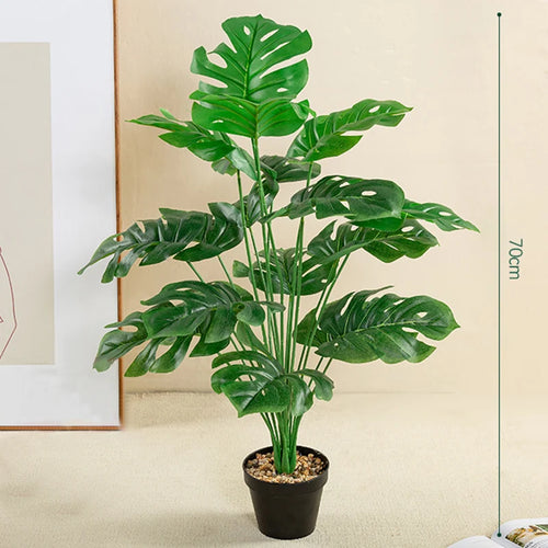 grand palmier artificiel avec branches de monstera pour décoration extérieure - vue 9 sur 9