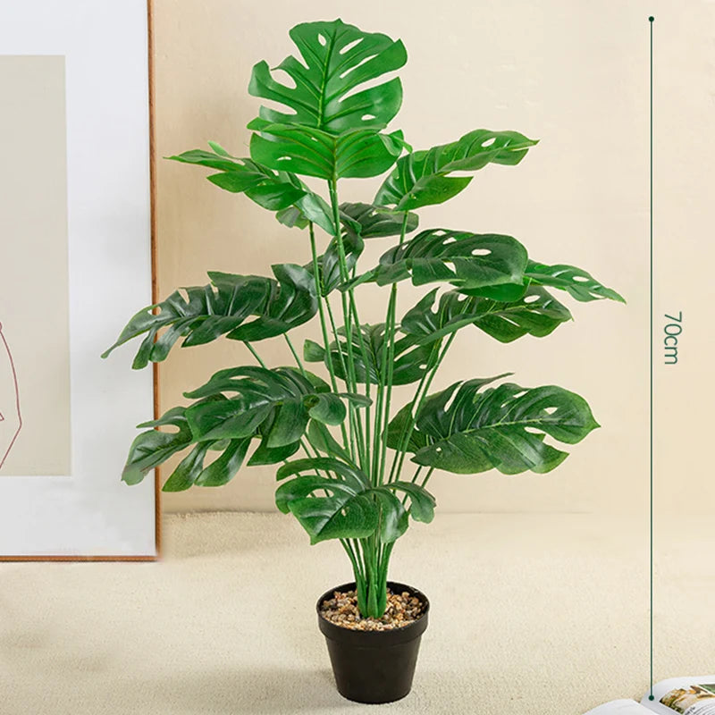 grand palmier artificiel avec branches de monstera pour décoration extérieure - vue 9 sur 9
