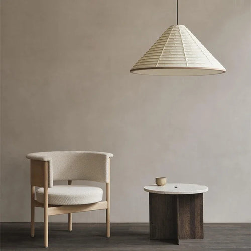 suspension japonaise wabi-sabi lampe en papier de riz design pliable - vue 6 sur 8