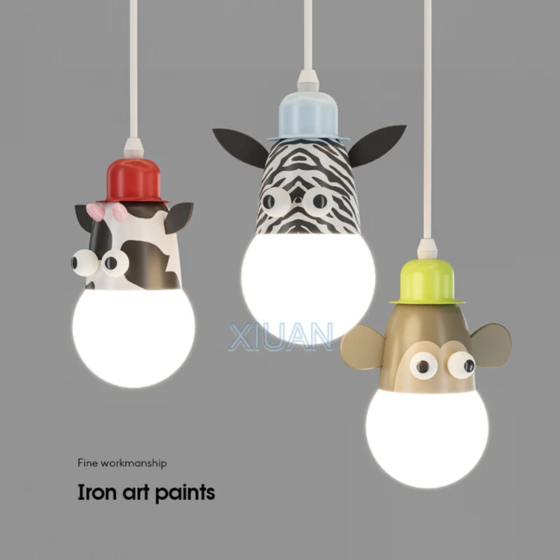 lustre dessin animé animal avec veilleuses nuage pour enfants - vue 5 sur 7
