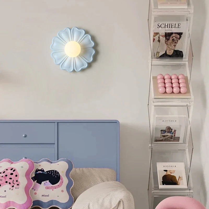 applique murale créative lampe à fleurs en résine pour enfants - vue 5 sur 11