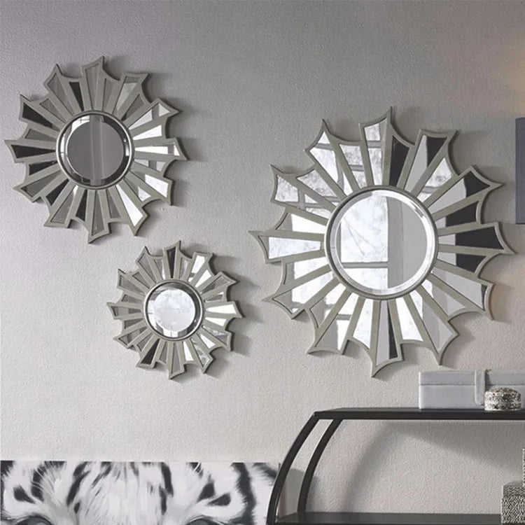 lot de 3 miroirs décoratifs en forme de tournesol - vue 3 sur 6
