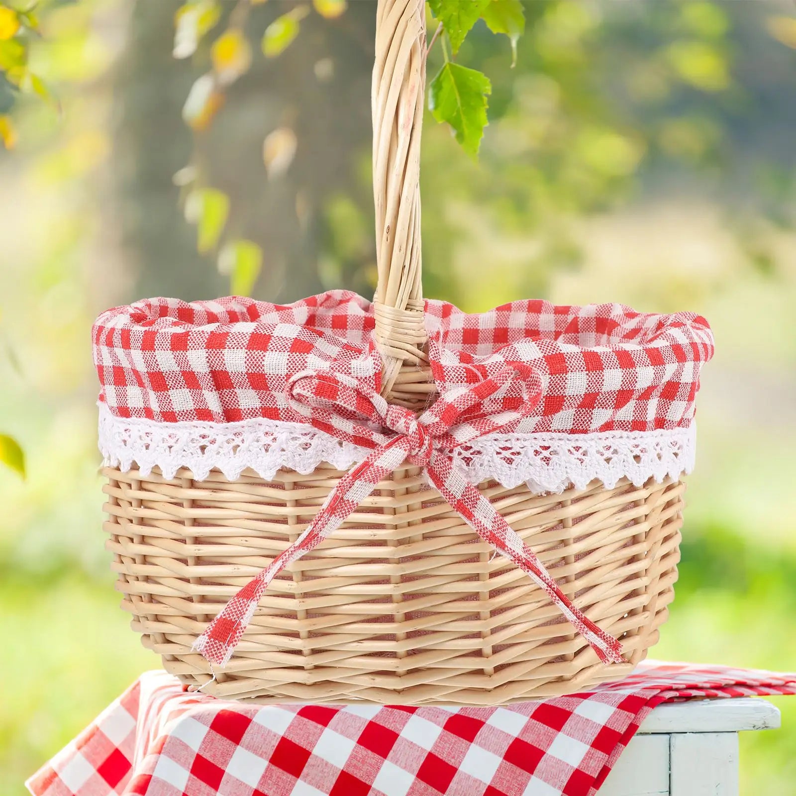 panier zerodeko petit chaperon rouge tissé à la main pour pique-nique rangement - vue 6 sur 9