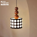lustre rétro à pois en noyer pour décoration intérieure