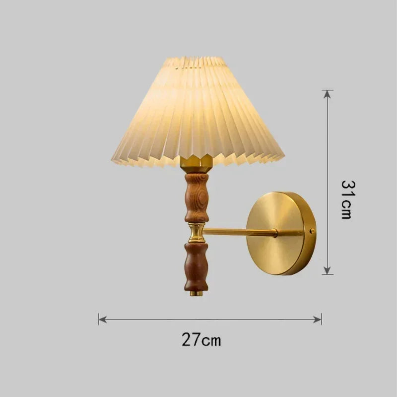 applique murale nordique led avec abat-jour en tissu et bois - vue 5 sur 7