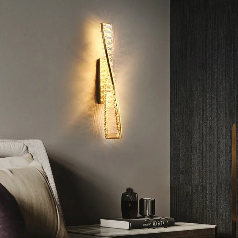 Applique murale LED de luxe en cristal doré - vue 3 sur 8