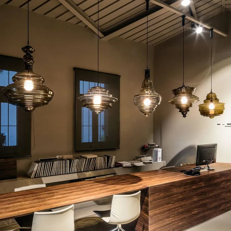 lampe suspendue en verre design moderne pour bars et cafés - vue 6 sur 12