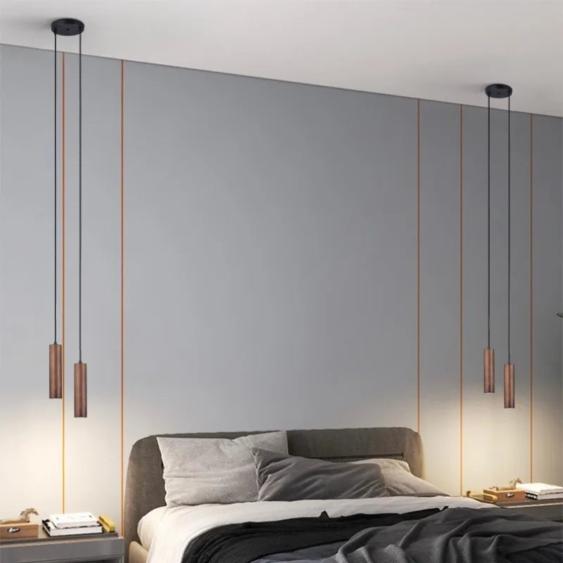 Suspension LED grain de bois design nordique moderne