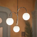 lustre boule de verre scandinave avec tige et câble de suspension