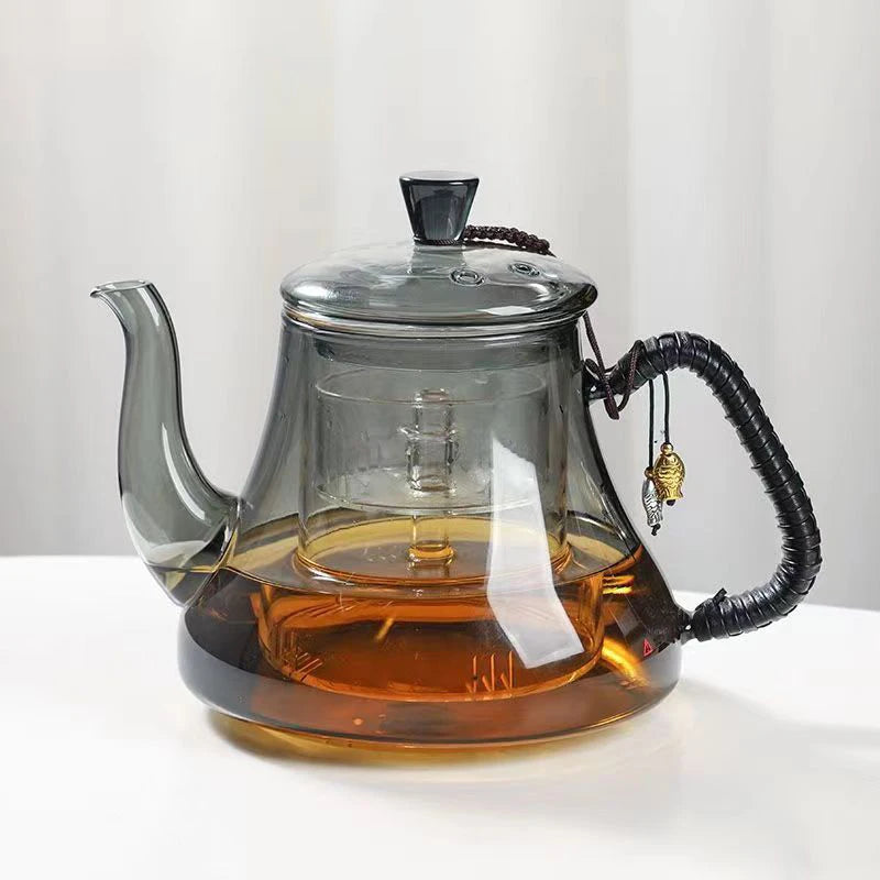Théière verre borosilicate infuseur double compartiment 1 2l