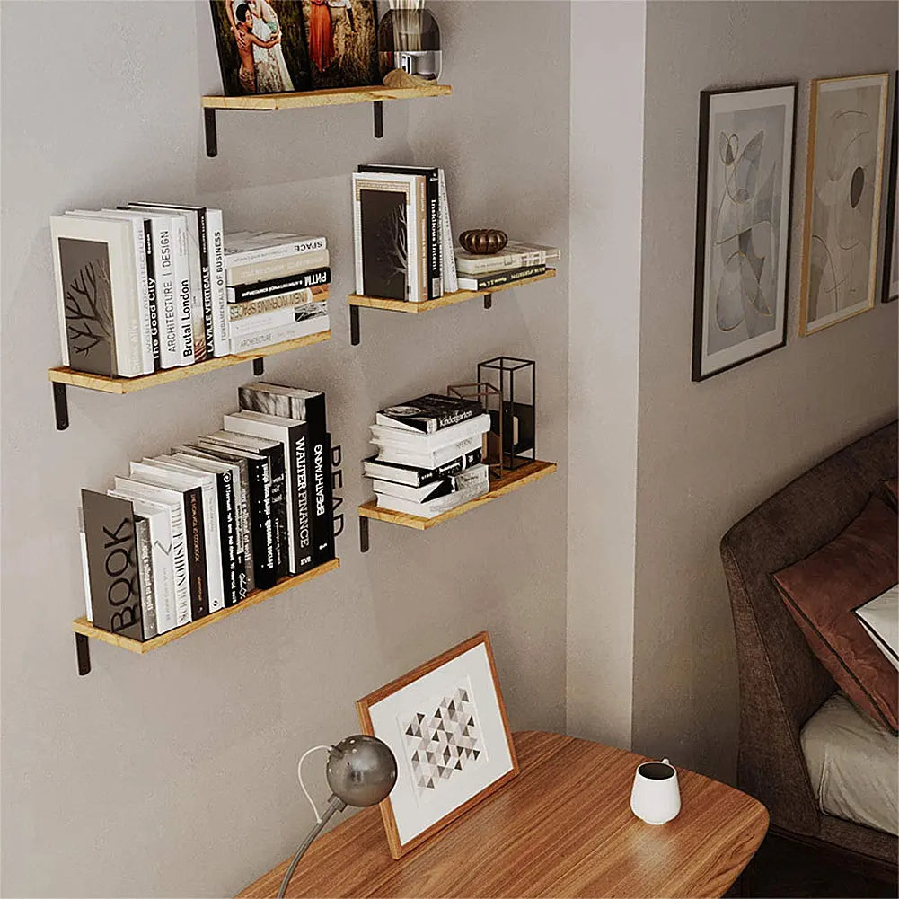 lot de 4 étagères murales flottantes en bois rustique pour rangement décoratif