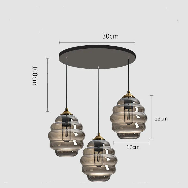 suspension moderne en verre teinté pour décoration intérieure - vue 24 sur 24