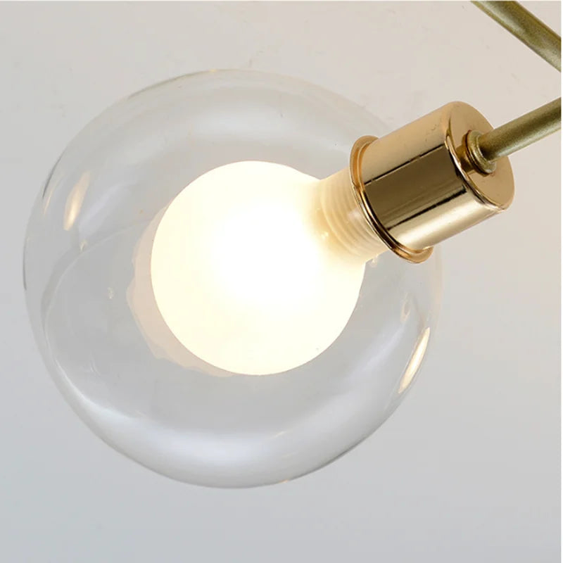 Plafonnier boule de verre nordique or noir pour salon chambre Hall suspension lampe décor à la maison éclairage Lustres Luminaires - vue 6 sur 9