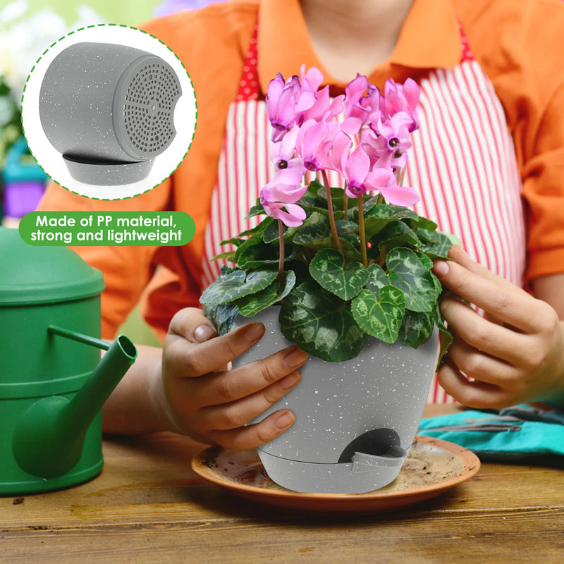 lot de 3 pots de fleurs auto-arrosants en plastique avec réservoir intégré