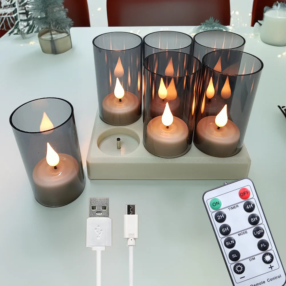 lot de 6 ou 12 bougies led rechargeables avec minuterie et clignotantes - vue 10 sur 10