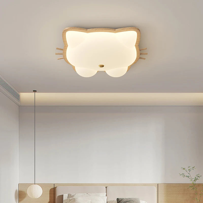 plafonnier nordique led en bois massif avec motifs de cerf et élan