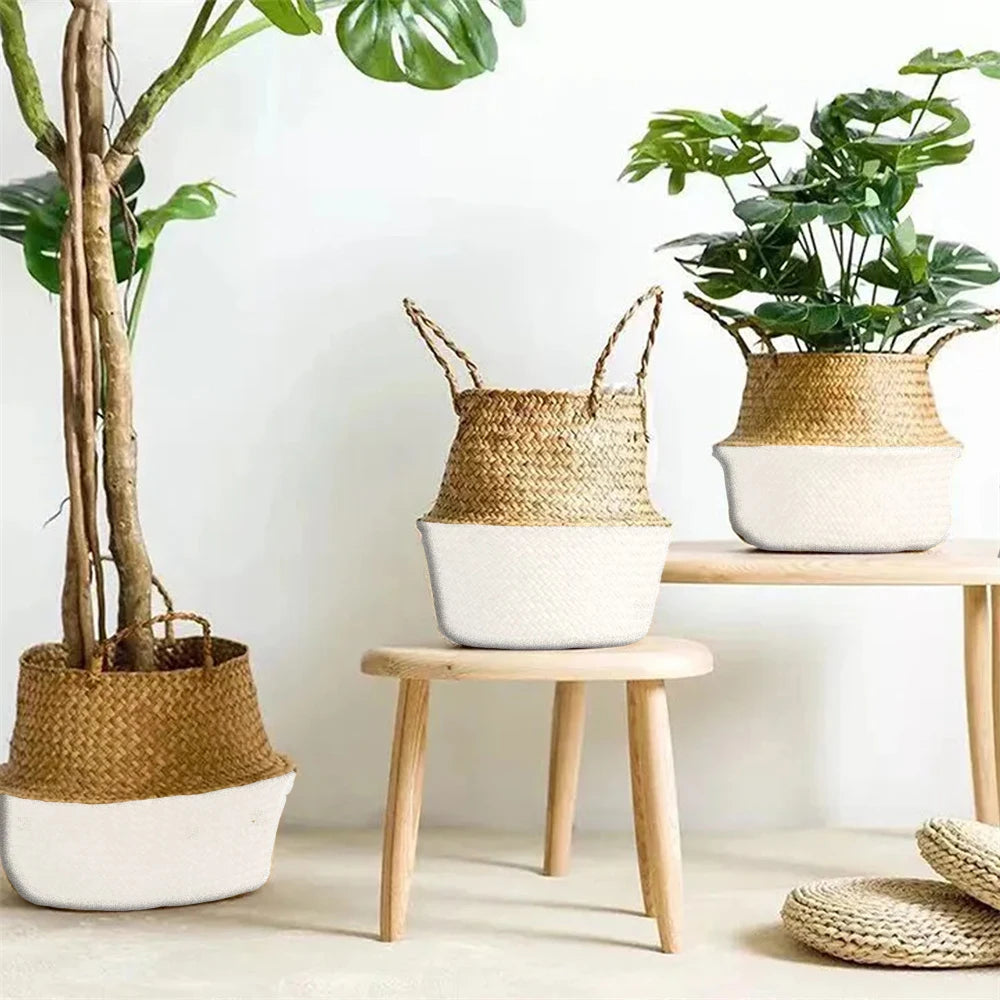 panier en osier suspendu pour rangement et décoration maison - vue 4 sur 13