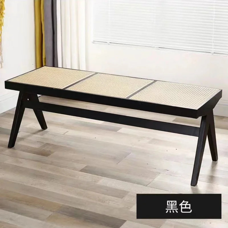 banc en rotin tressé style japonais ancien pour petit espace - vue 5 sur 18