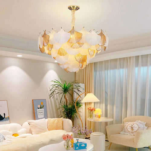 lustre suspendu led art déco ginkgo dimmable pour un éclairage élégant - vue 2 sur 14