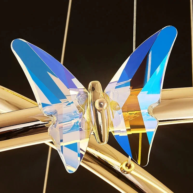 lustre moderne en forme de papillon avec anneau doré décoratif - vue 7 sur 12