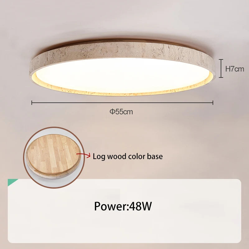 Led plafonnier pierre Downlight monté en Surface rétro luminaires noyer bûche bois couleur chambre salon grande lumière - vue 12 sur 13