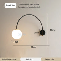 Minimalist Long Pole Fishing Wall Lamp Rotate Swing Arm White Glass Ball Wall Light for Living Room Bedroom Dining Table Indoor