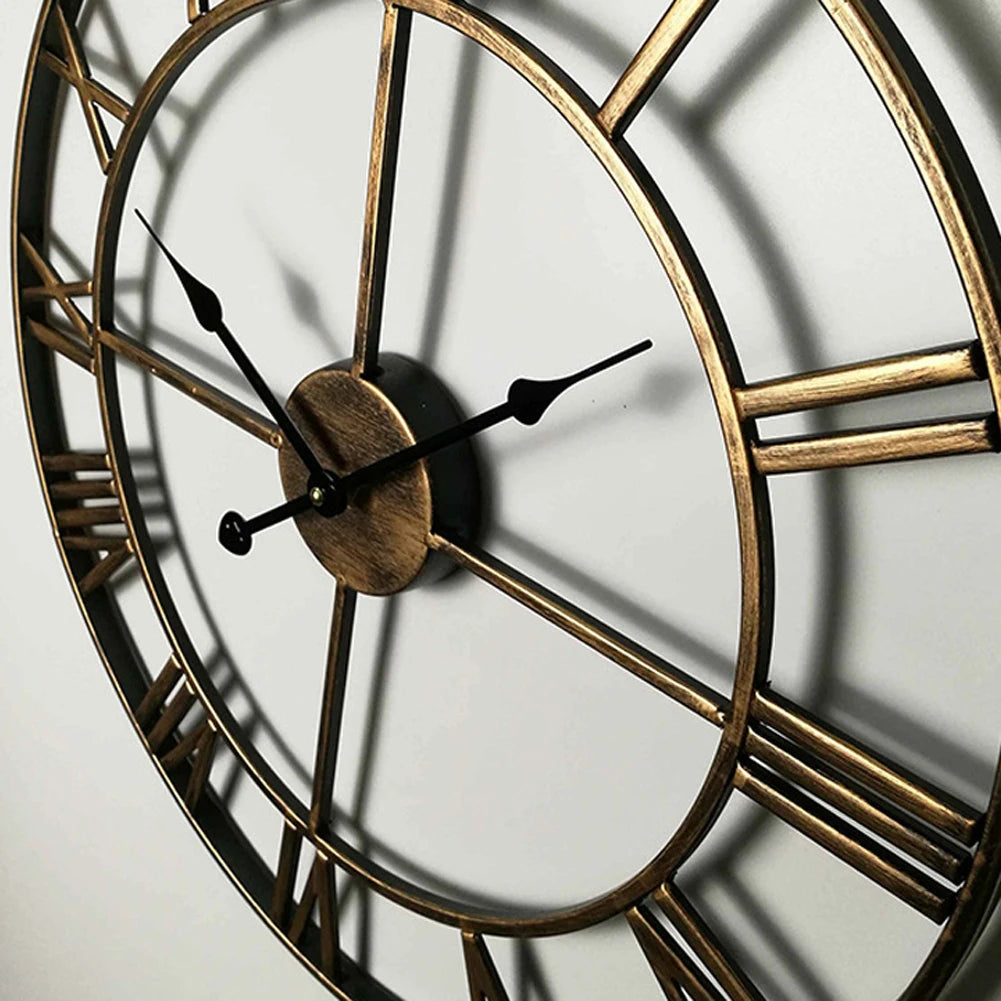 horloge murale 3D rétro en métal style nordique silencieuse et précise - vue 7 sur 8