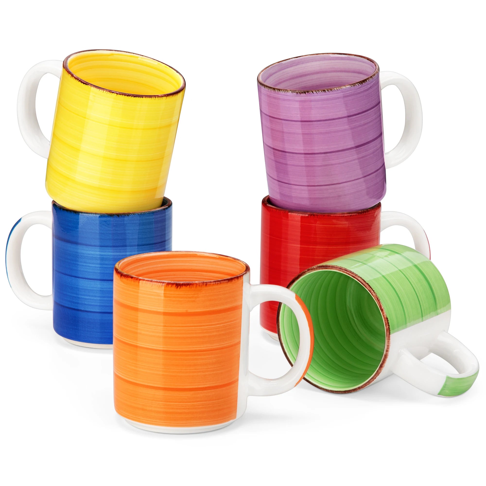 Service tasses grès motif artisanal grande capacité - vue 2 sur 7