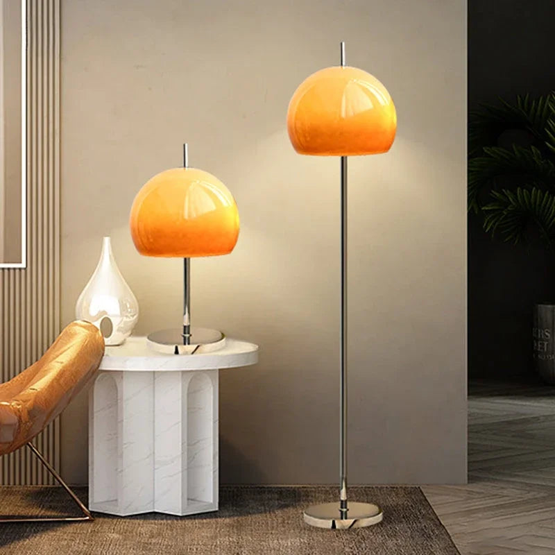 LED salon rétro lampe de Table en verre dégradé Orange Bauhaus champignon lampadaire salon chambre lampe d'ambiance