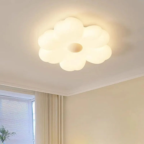 Plafonnier fleur moderne fer blanc nuages