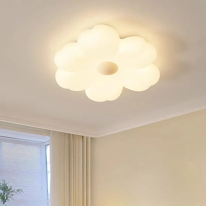 Plafonnier fleur moderne fer blanc nuages - vue 4 sur 7