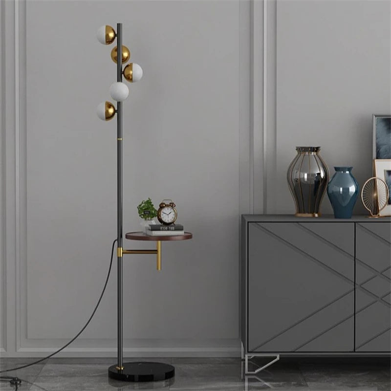 lampe de sol et table en bois avec chargement sans fil - vue 4 sur 8