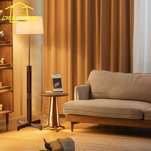 lampadaire en bois massif style wabi-sabi zen art lumineux - vue 4 sur 9