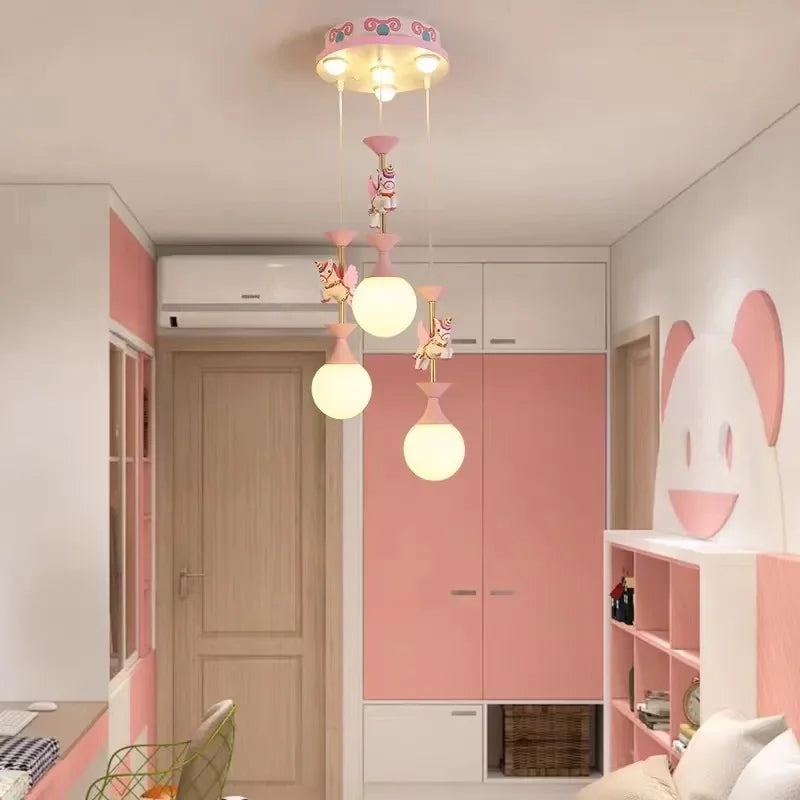 Lustres de chambre d'enfants plafonnier mignon fantaisie moderne lampe à LED créative avec animal salon filles chambre lumière