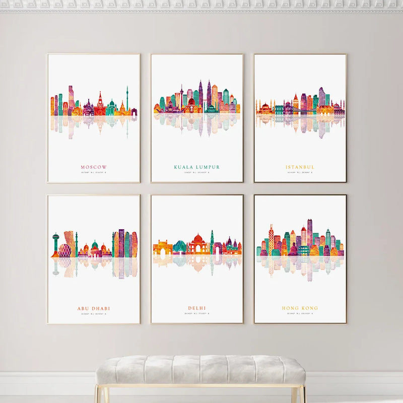 affiches art mural des skylines de grandes villes