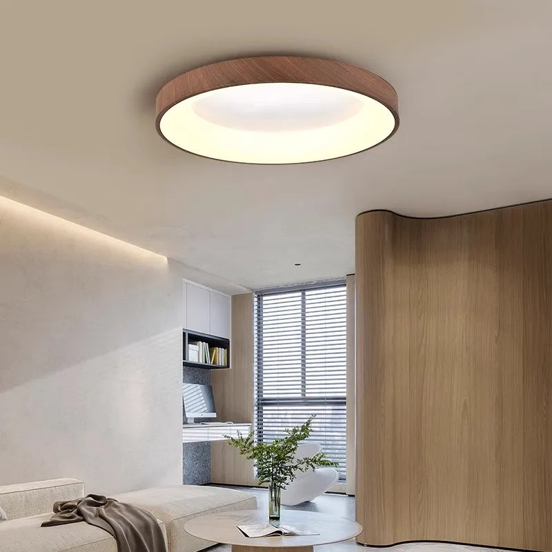Walnut Color Water Transfer Printing, Modern Minimalist Wabi-Sabi, Ceiling Light for Living Room, Dining Room, Bedroom, Study - vue 4 sur 9