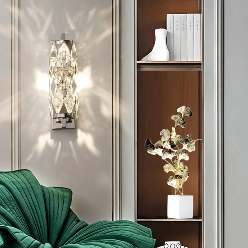 applique murale led moderne en verre cristal à gradations variables