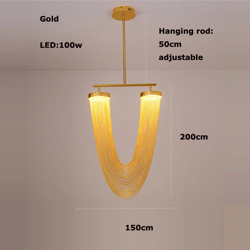 lustre art déco led dimmable en aluminium doré design moderne élégance - vue 8 sur 21