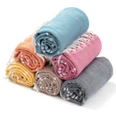 serviette de plage turque coton rayures franges rapide