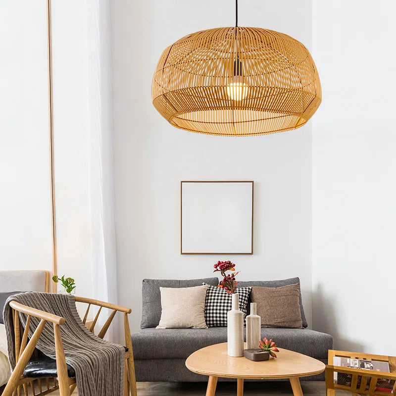 suspension vintage en bambou style chinois fait main pour décoration intérieure