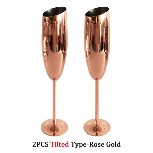 Verre champagne acier inoxydable texturé style bar festif