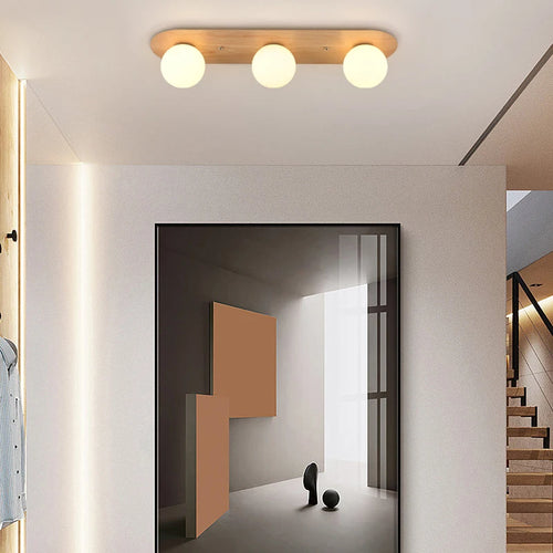 plafonnier moderne imitation bois pour espaces variés et design élégant - vue 4 sur 9