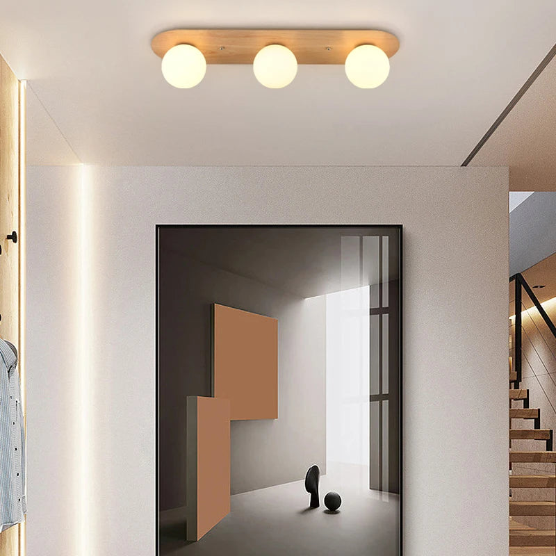 plafonnier moderne imitation bois pour espaces variés et design élégant - vue 3 sur 9
