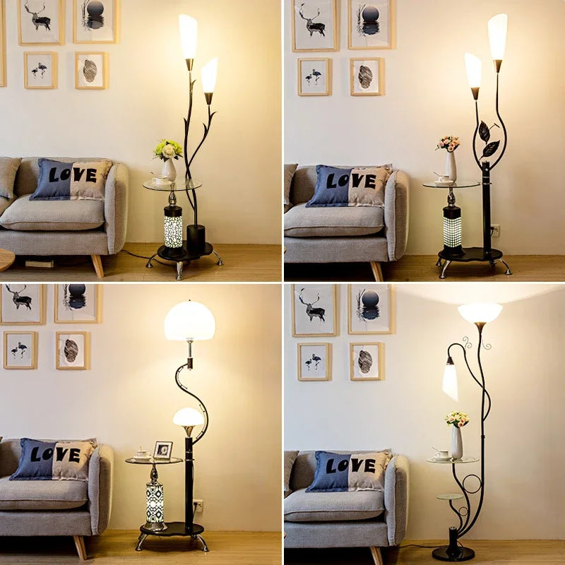 lampadaire moderne avec table intégrée design nordique créatif - vue 5 sur 13