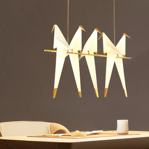 suspension LED design nordique en acrylique forme oiseau - vue 5 sur 19