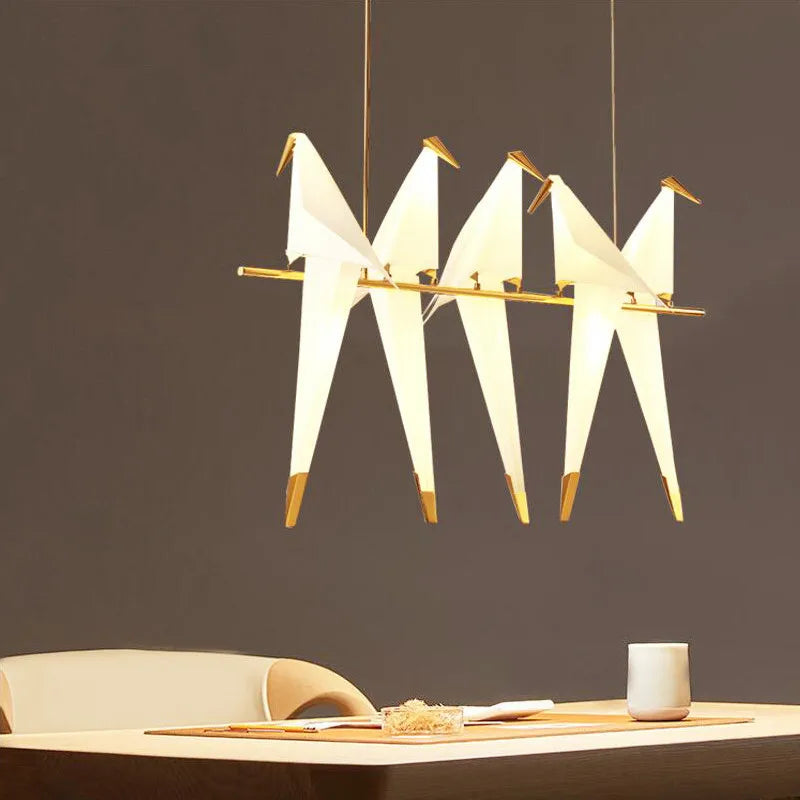 suspension LED design nordique en acrylique forme oiseau - vue 5 sur 19