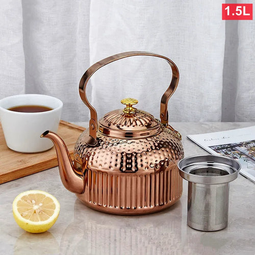 Théière inox motif martelé avec filtre 1 8l