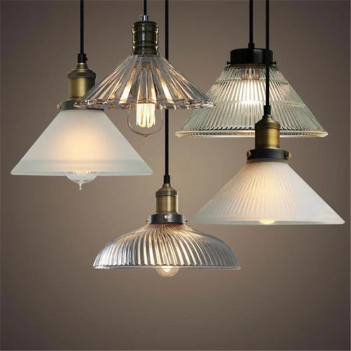 Rétro LED lustre en verre américain suspension lampe cuivre suspension en laiton créatif minimaliste Edison lampe chambre décoration